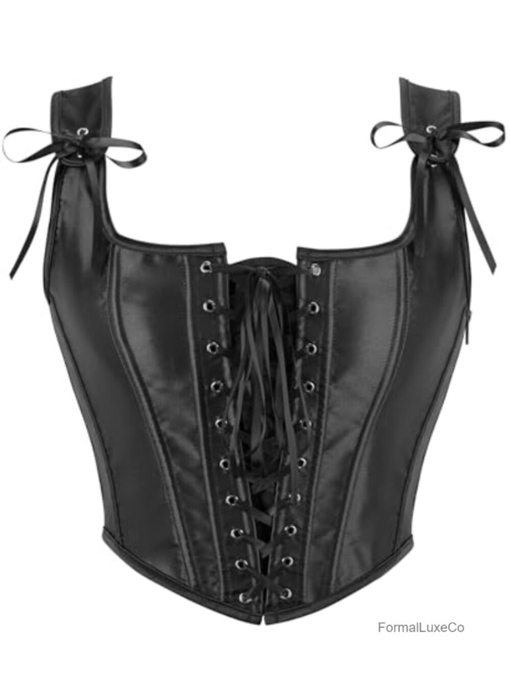 Womens Vintage Grommet Lace Up Tie Front Corset Bustier Top Renaissance Style